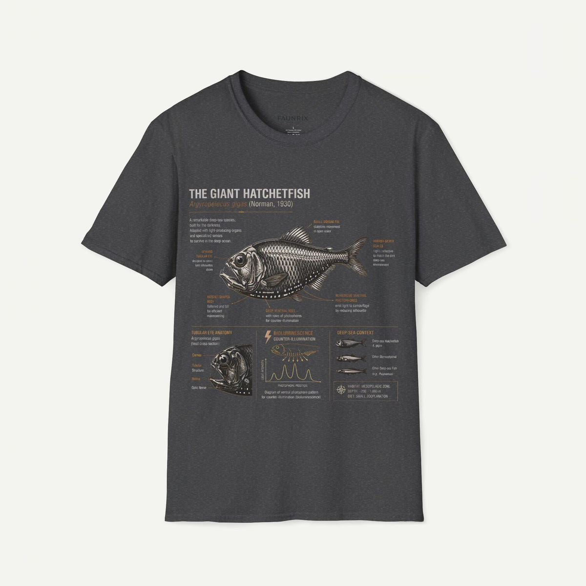 Hatchetfish Anatomy T-Shirt — Vintage Scientific Fish Diagram Tee