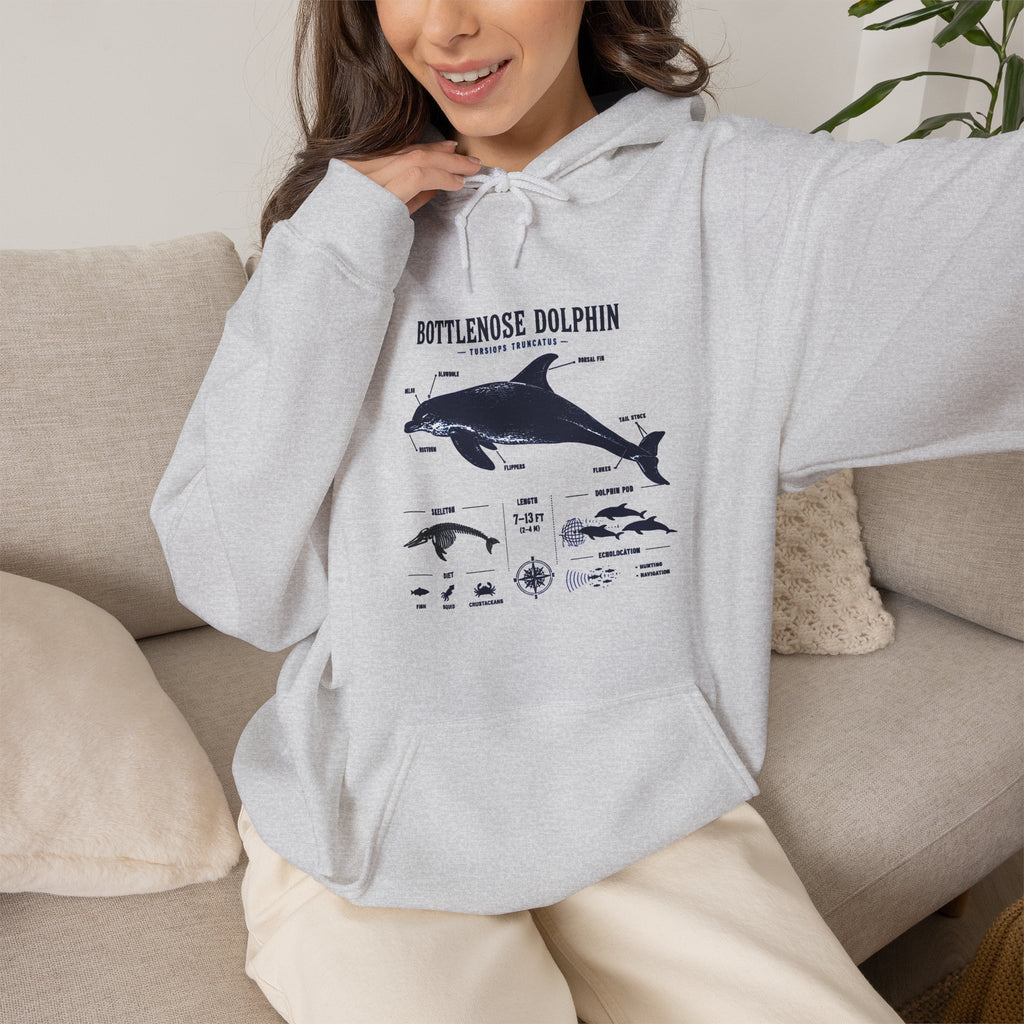 Bottlenose Dolphin Diagram Hoodie – Marine Life Anatomy Sweatshirt