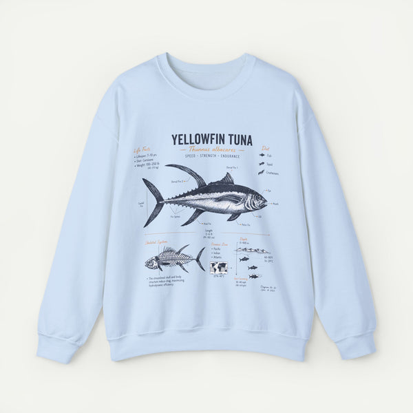 Yellowfin Tuna Anatomy Sweatshirt — Vintage Fish Illustration Crewneck