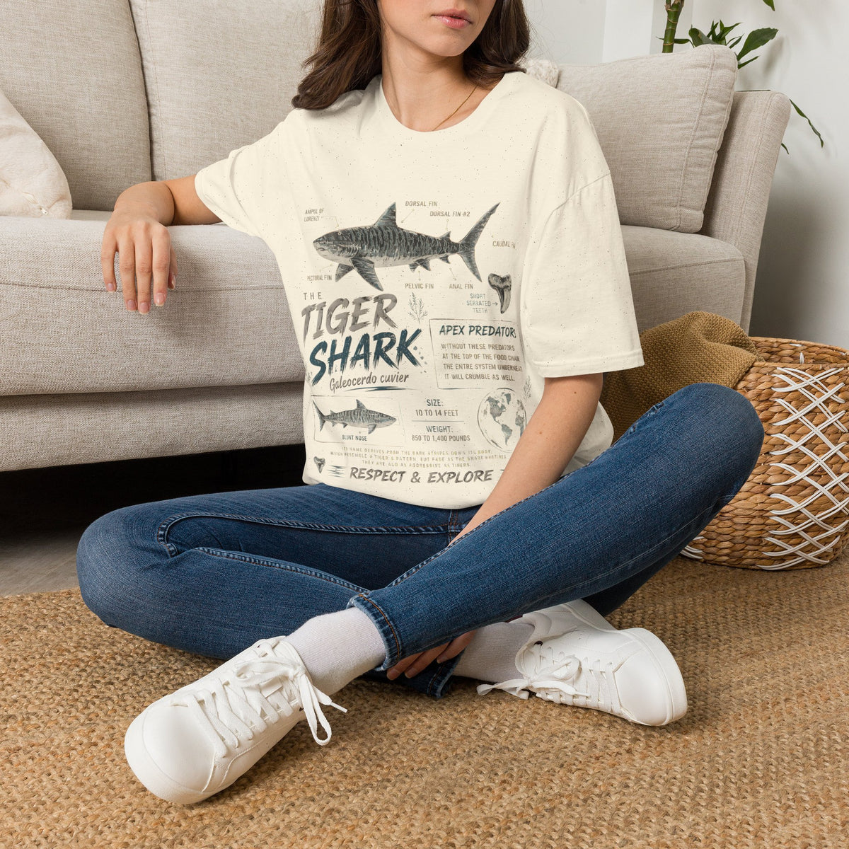 Tiger Shark Anatomy Tee — Vintage Apex Predator Graphic T-Shirt