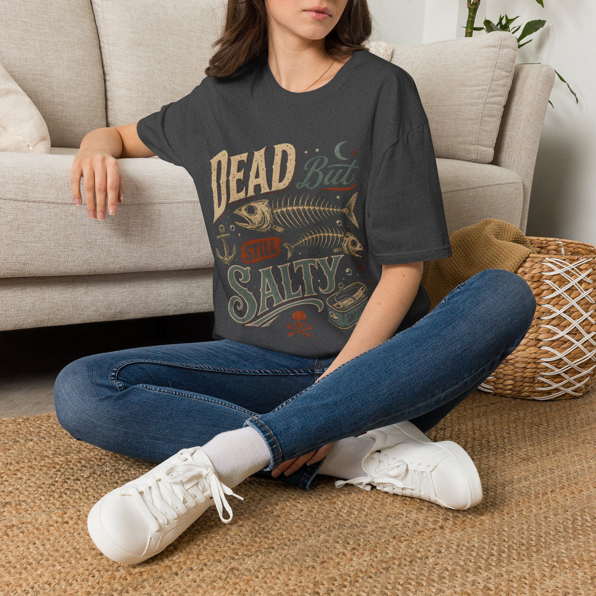 Dead But Still Salty T-Shirt — Vintage Fish Skeleton Nautical Graphic Tee