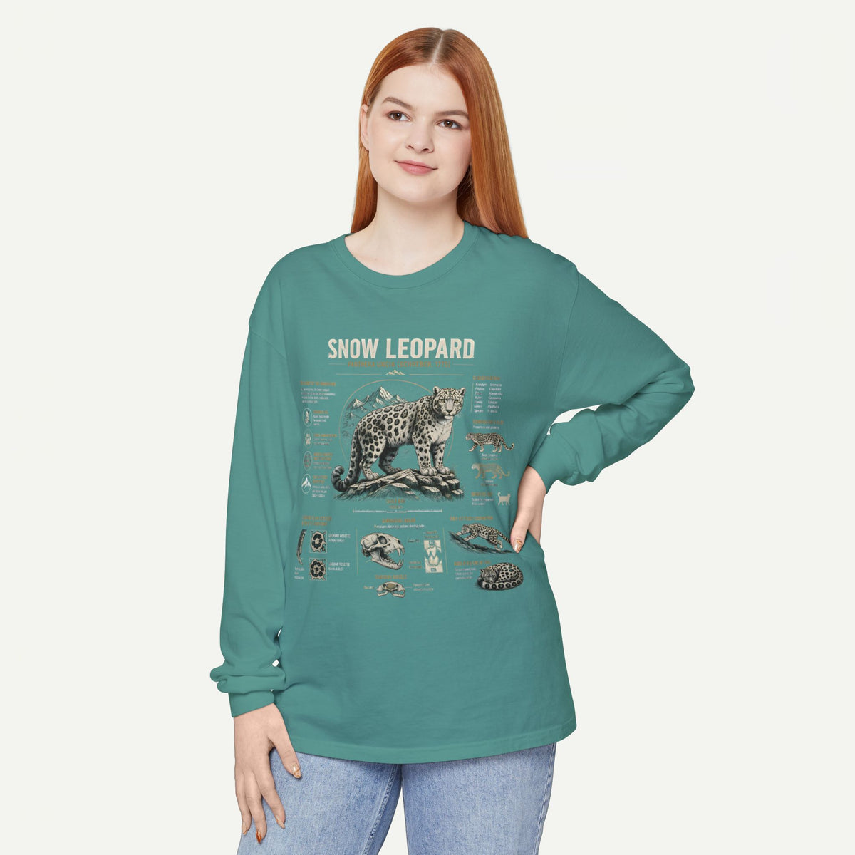 Snow Leopard Wildlife Anatomy Long Sleeve Tee