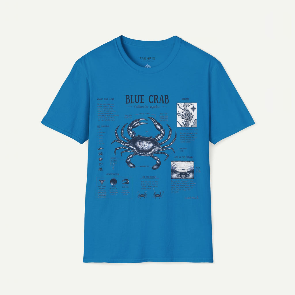 Blue Crab Anatomy T-Shirt — Nautical Vintage Marine Illustration Tee