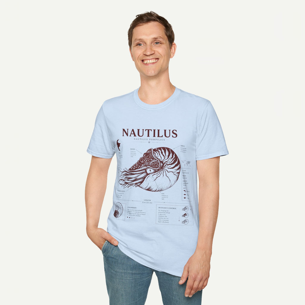 Nautilus Shell  Anatomy Graphic T-Shirt — Vintage Marine Biology Illustration