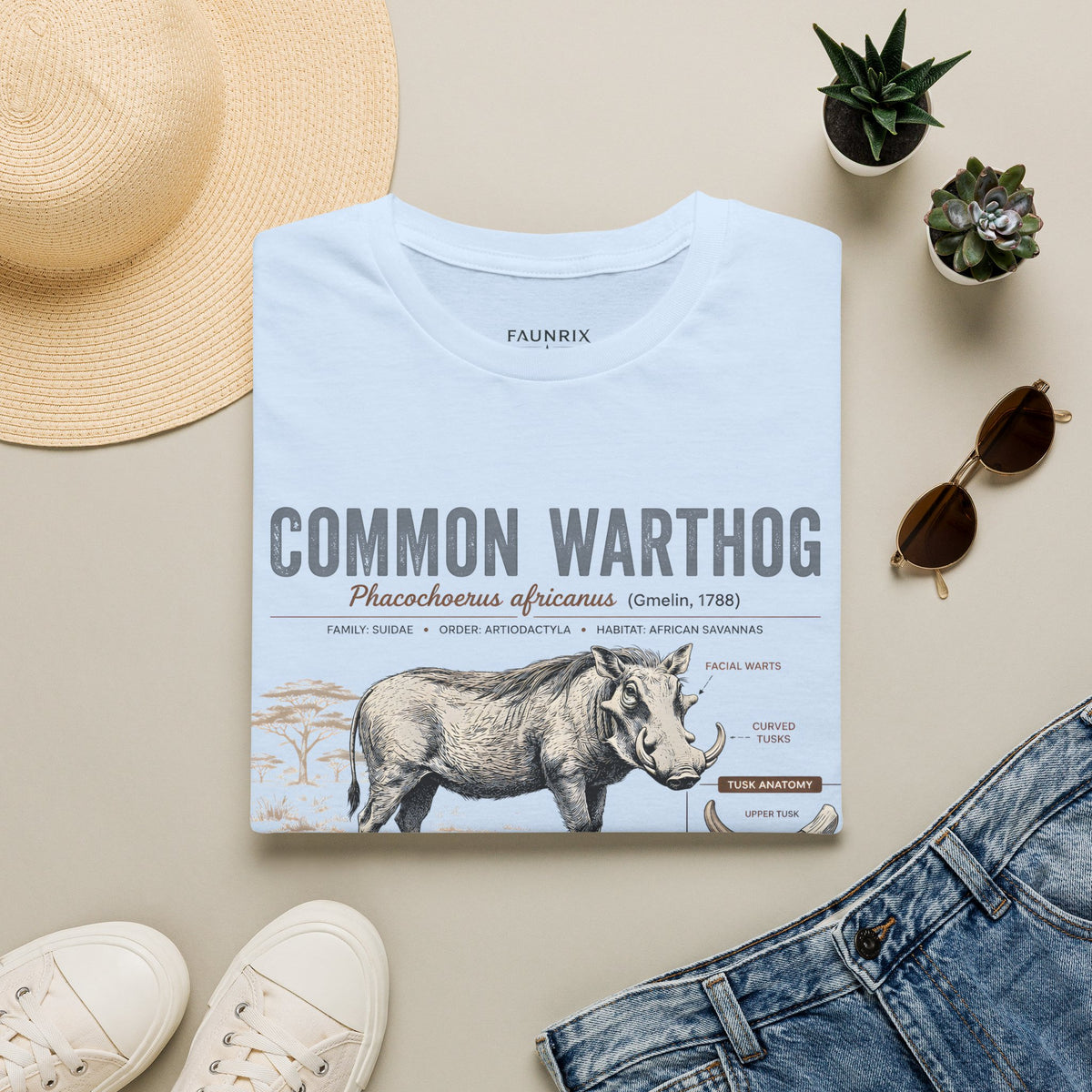 Common Warthog Anatomy T-Shirt — Vintage Wildlife Graphic Tee