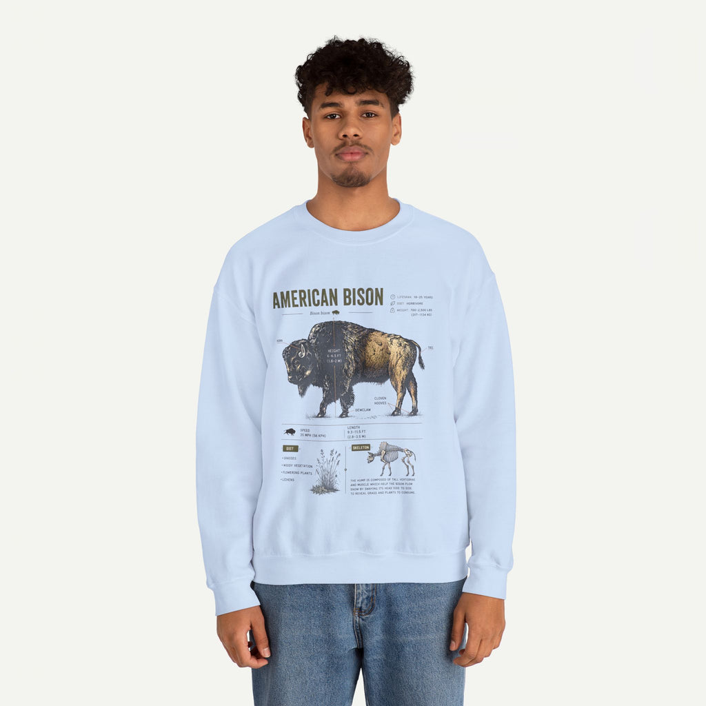 American Bison Anatomy Sweatshirt — Vintage Wildlife Illustration Crewneck