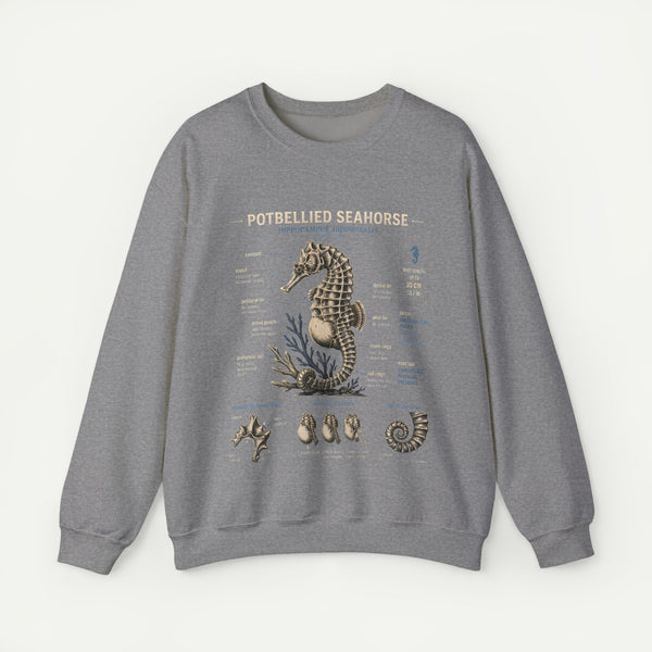Potbellied Seahorse Anatomy Sweatshirt – Marine Biology Illustration Crewneck