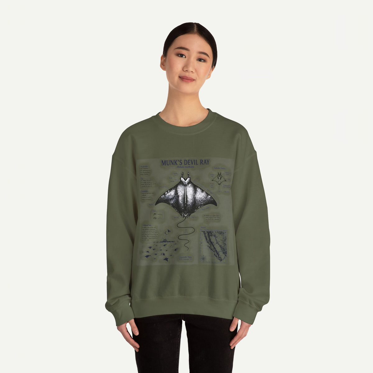 Munk’s Devil Ray Anatomy Sweatshirt — Vintage Marine Biology Graphic Crewneck