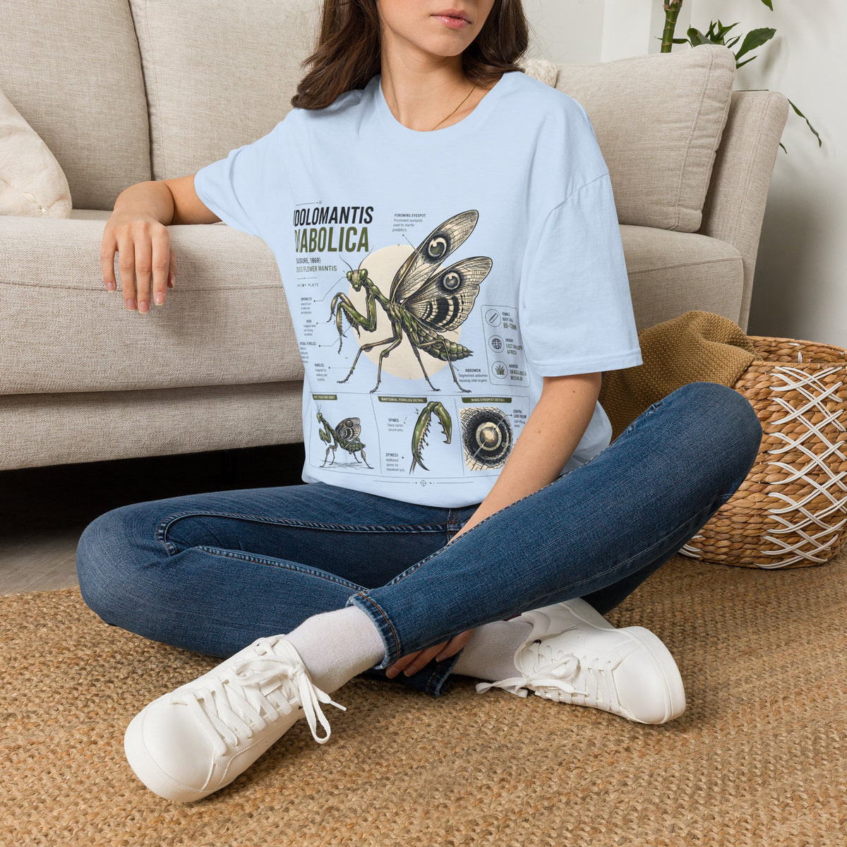 Praying Mantis Botanical Anatomy T-Shirt — Mantis Taxonomy Graphic Tee