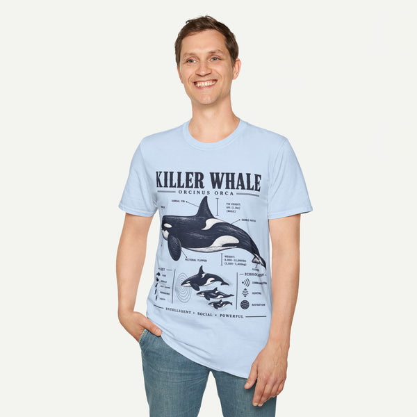 Killer Whale Diagram T-Shirt — Orcinus Orca Marine Life Graphic Tee