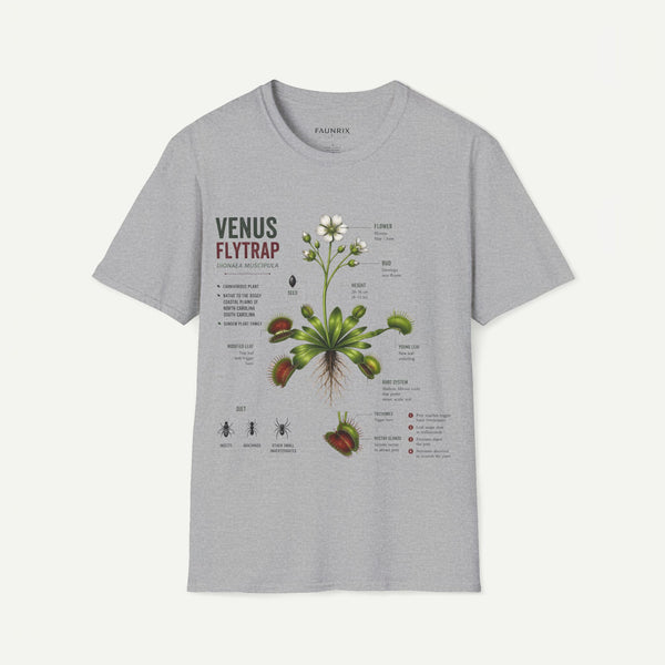 Venus Flytrap Anatomy Botanical T-Shirt – Illustrated Plant Diagram Tee