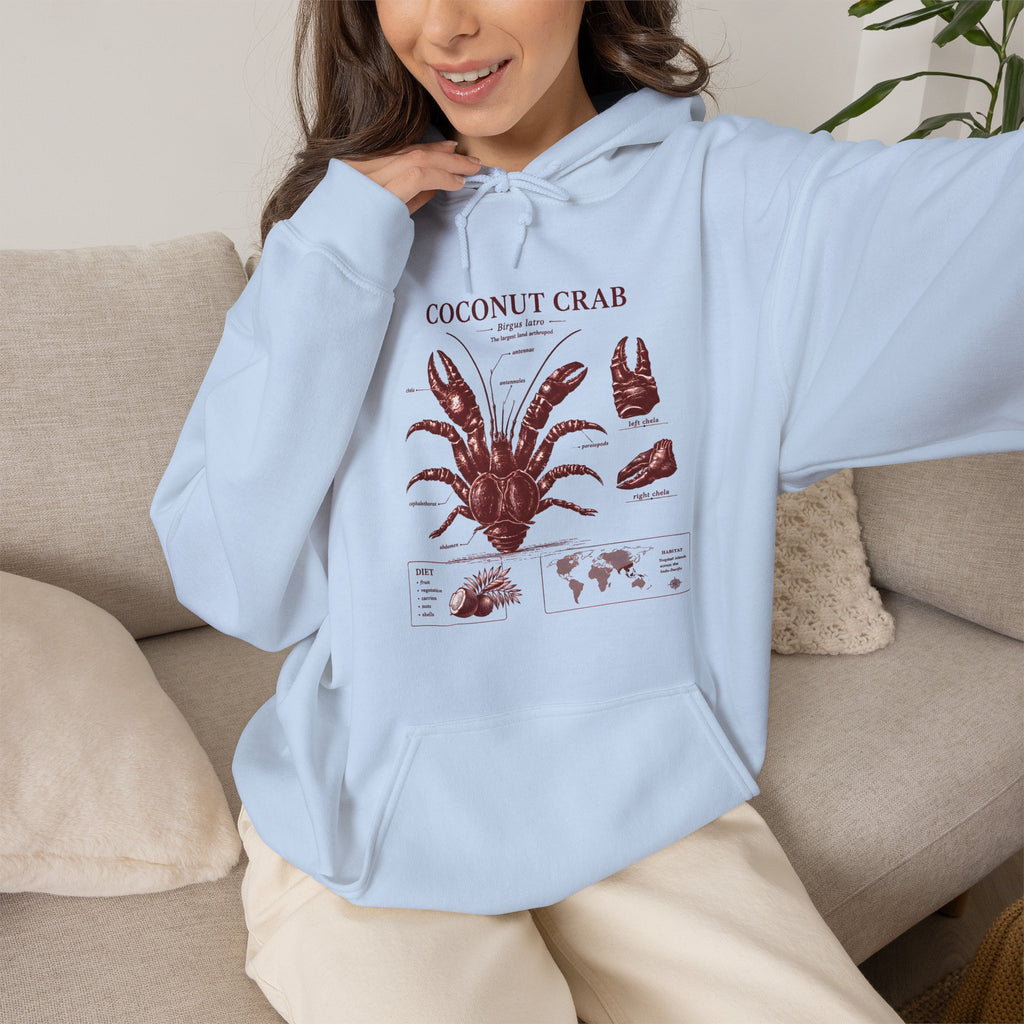Coconut Crab Anatomy Hoodie — Vintage Botanical & Marine Study Print