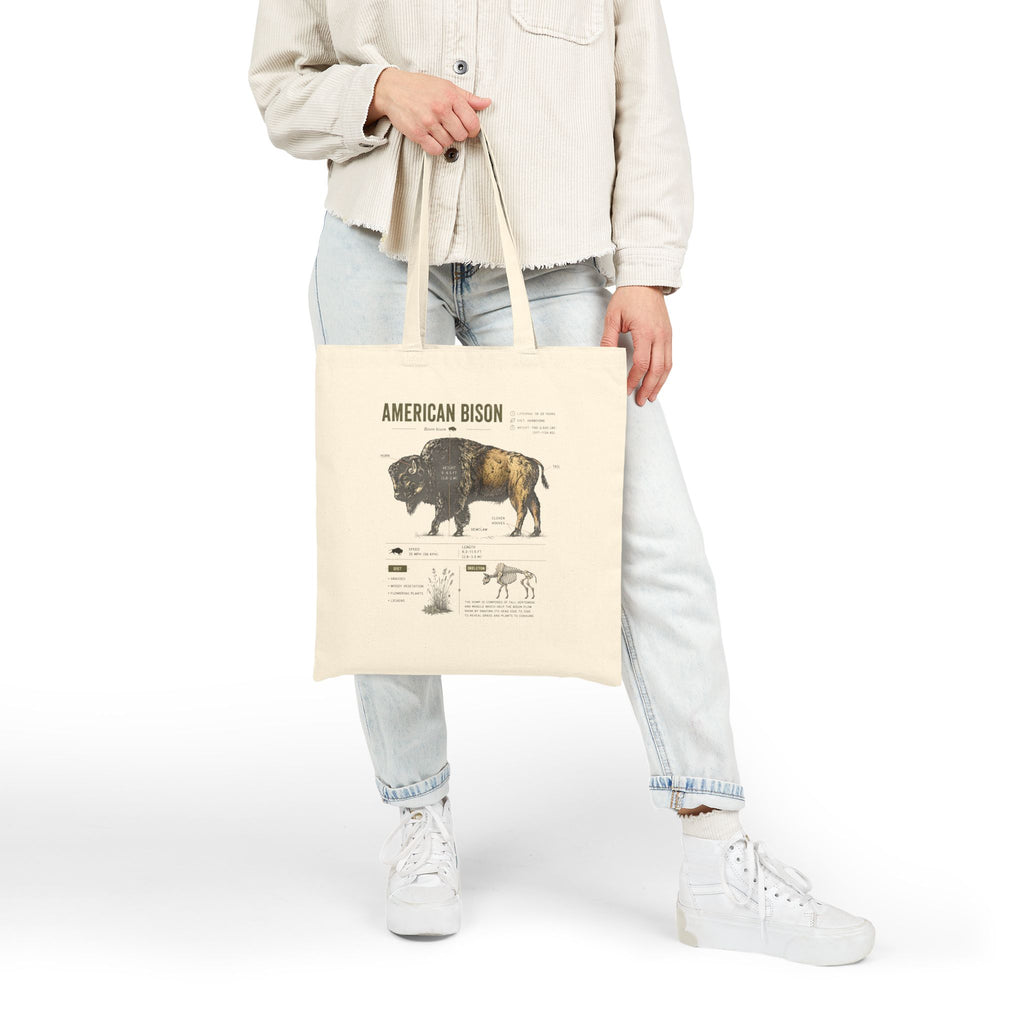 American Bison Anatomy  Canvas Tote Bag – Vintage Wildlife Illustration Eco Shopper