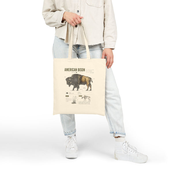 American Bison Anatomy  Canvas Tote Bag – Vintage Wildlife Illustration Eco Shopper