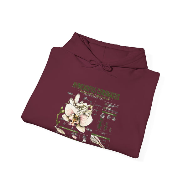 Botanical Hooded Sweatshirt — Hymenopus Coronatus Praying Mantis Illustration