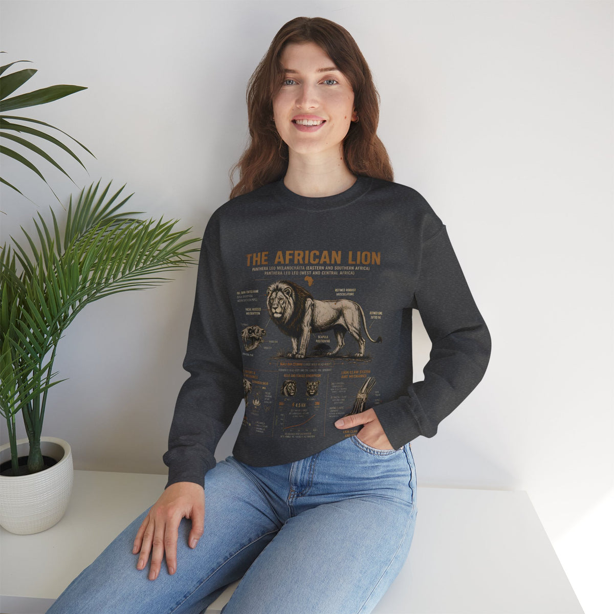African Lion Anatomy Crewneck Sweatshirt