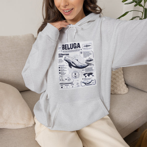 Beluga Whale Graphic Hoodie - Marine Life Diagram Sweatshirt