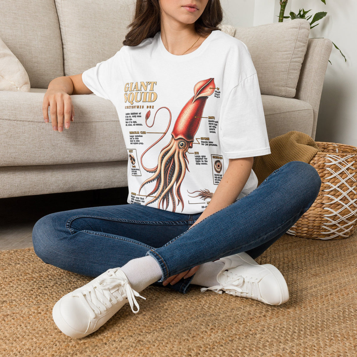 Squid Anatomy Graphic T-Shirt — 'Giant Squid' Vintage Scientific Illustration