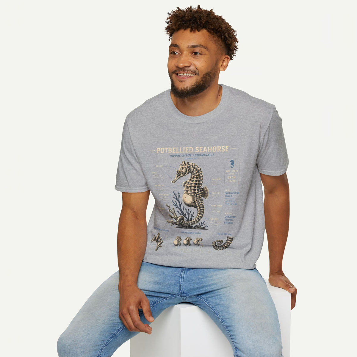 Seahorse Anatomy T-Shirt — Vintage Potbellied Seahorse Illustration