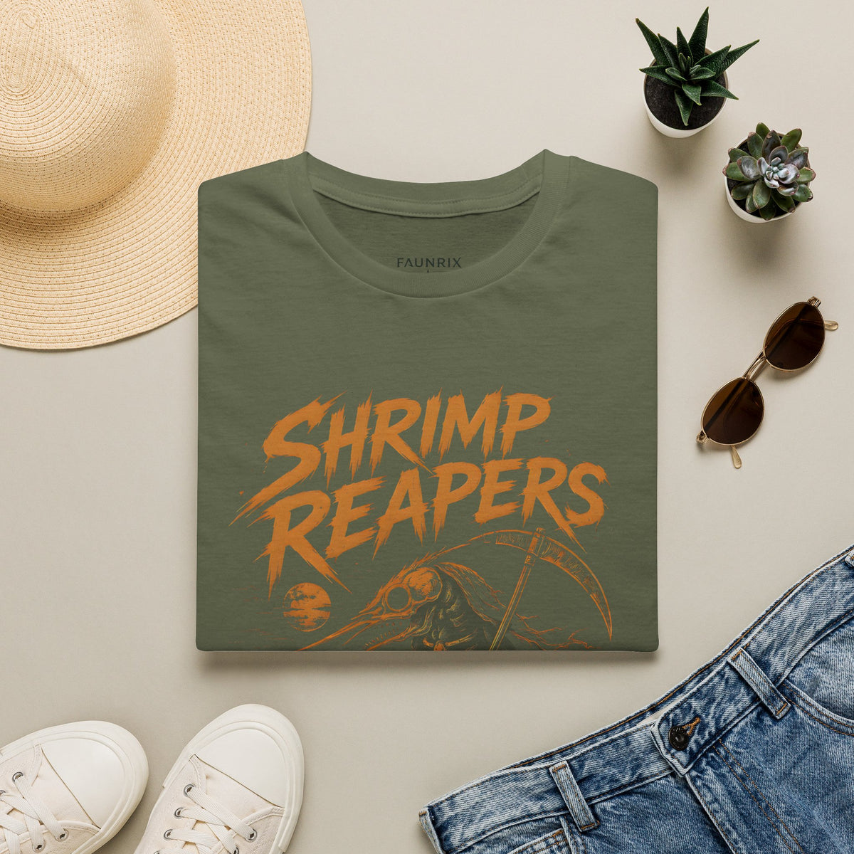 Shrimp Reapers T‑Shirt — Vintage Horror Seafood Graphic Tee