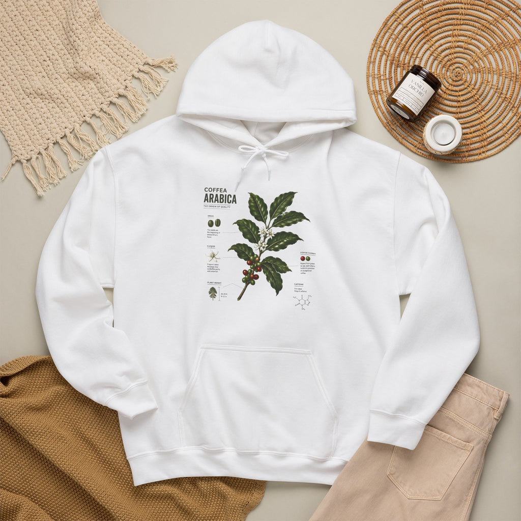 Coffee Plant Hoodie — Coffea Arabica Botanical Illustration Sweatshirt