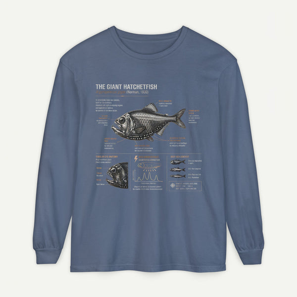 Hatchetfish Anatomy Long Sleeve T‑Shirt — Scientific Fish Illustration Tee