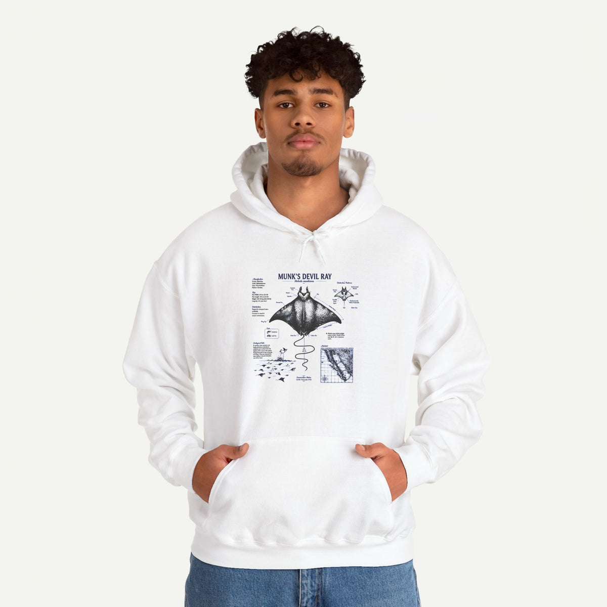 Manta Ray Anatomy Hoodie — Marine Life Graphic Pullover