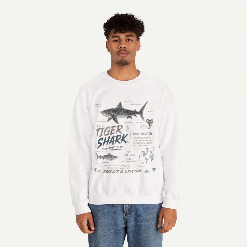 Tiger Shark Anatomy Sweatshirt — Marine Biology Graphic Crewneck
