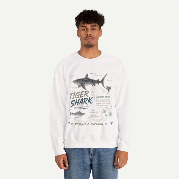 Tiger Shark Anatomy Sweatshirt — Marine Biology Graphic Crewneck