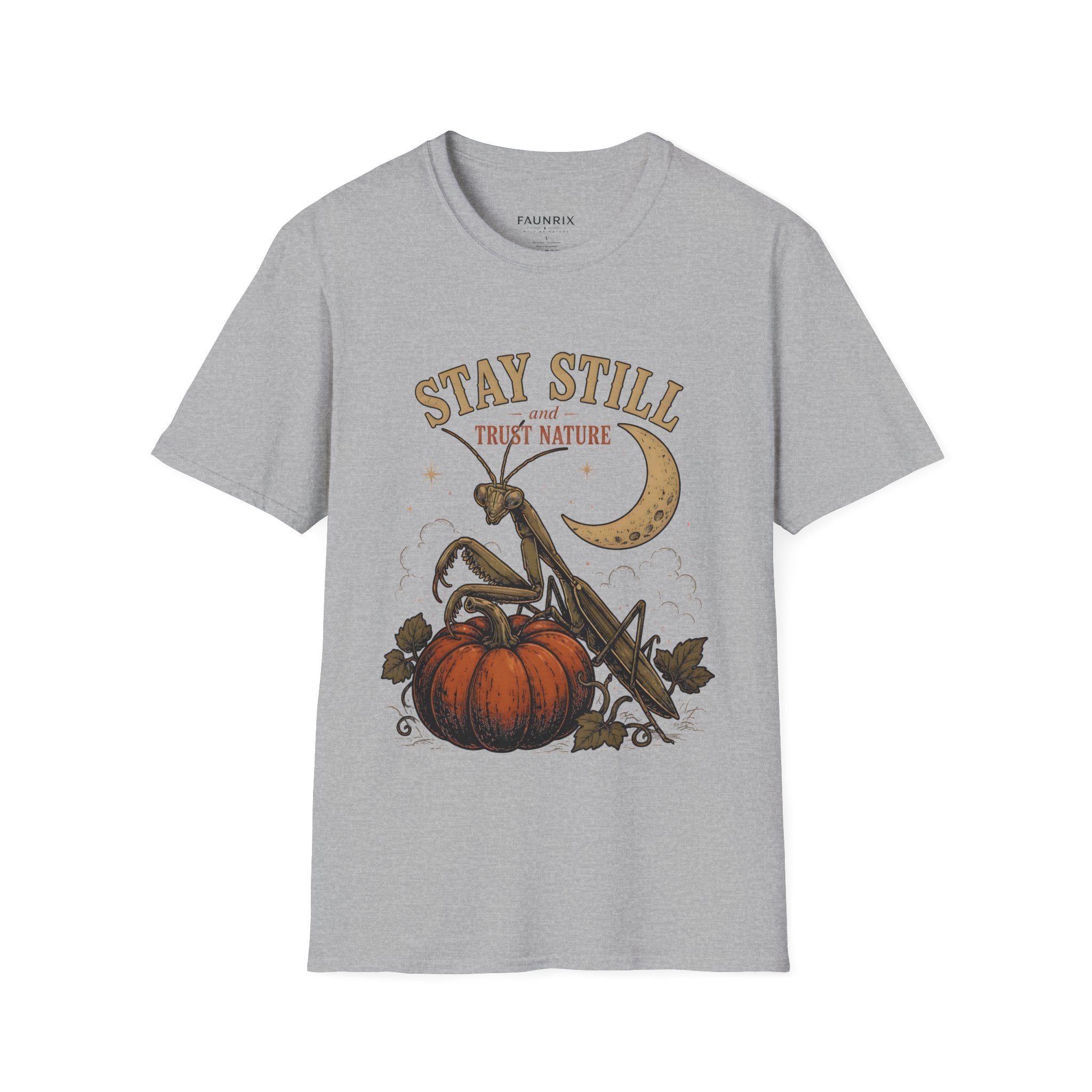 T‑Shirt — Stay Still and Trust Nature Praying Mantis & Moon Graphic Tee Secondary image