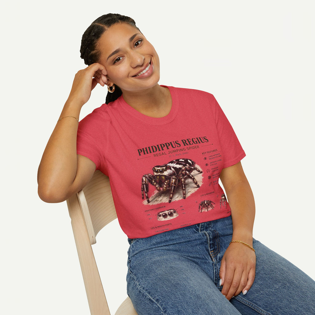 Phidippus Regius Jumping Spider Anatomy T-Shirt — Educational Arachnid Tee