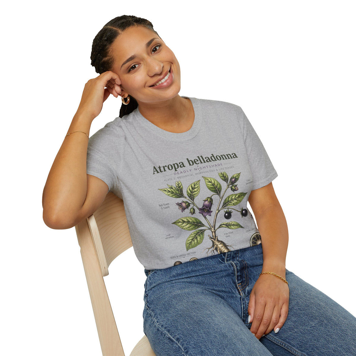 Atropa belladonna Botanical Anatomy T-Shirt — Vintage Deadly Nightshade Illustration