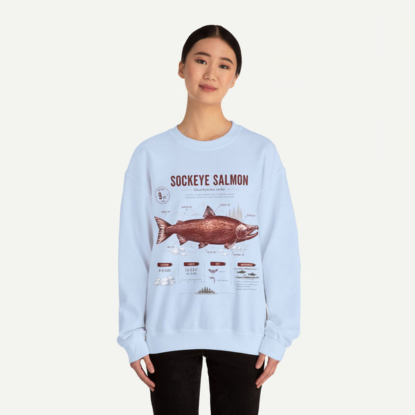 Sockeye Salmon Anatomy Sweatshirt — Vintage Fish Illustration Tee for Anglers & Nature Lovers