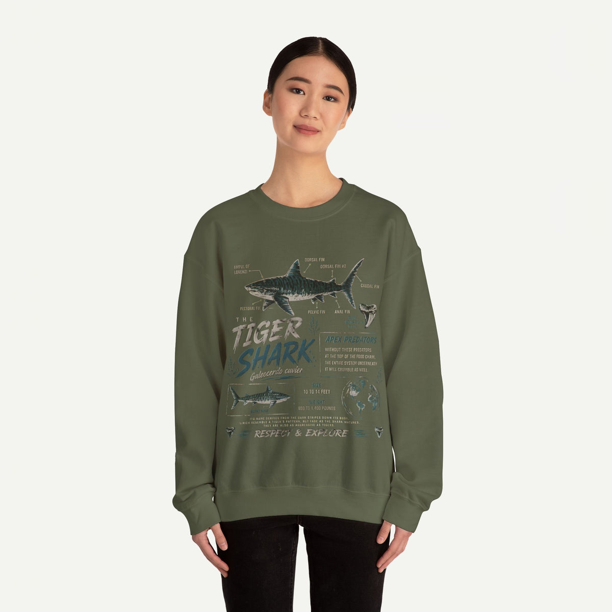 Tiger Shark Anatomy Sweatshirt — Marine Biology Graphic Crewneck