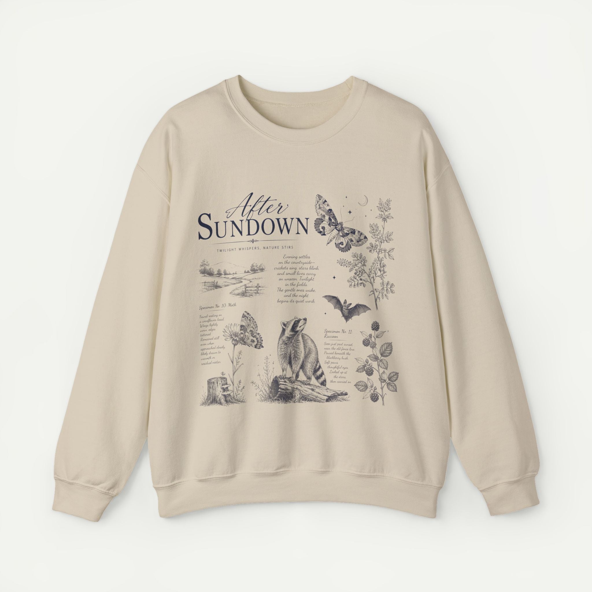 After Sundown Crewneck Sweatshirt — Moonlit Wildlife Graphic Sweatshirt Secondary image