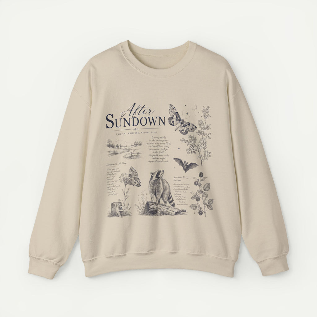 After Sundown Crewneck Sweatshirt — Moonlit Wildlife Graphic Sweatshirt