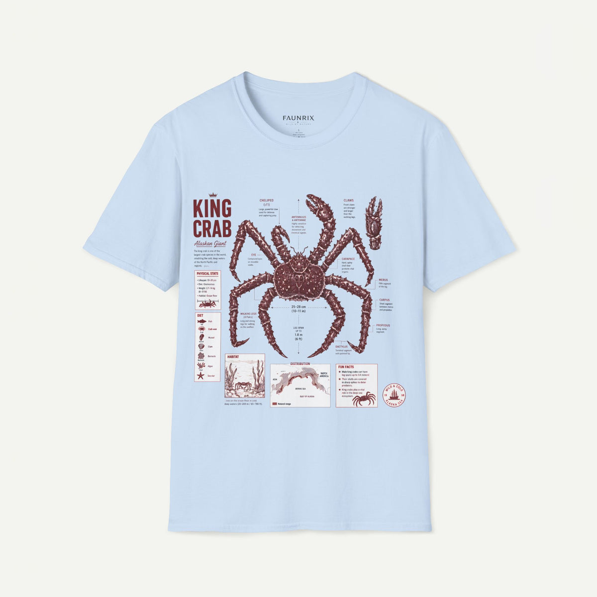 King Crab Anatomy T-Shirt — Vintage Seafood Diagram Tee