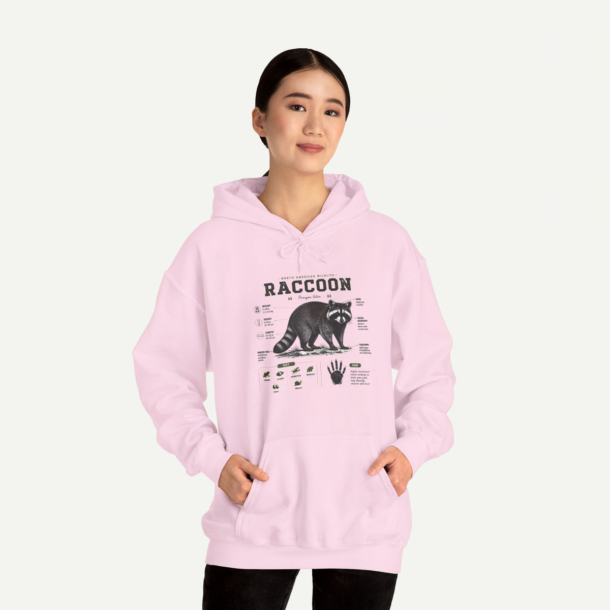 Raccoon Anatomy Hoodie — Vintage Wildlife Illustration Sweatshirt
