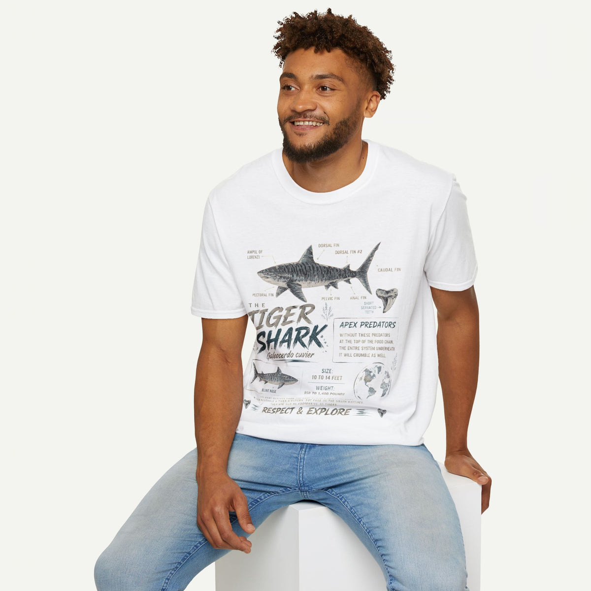Tiger Shark Anatomy Tee — Vintage Apex Predator Graphic T-Shirt
