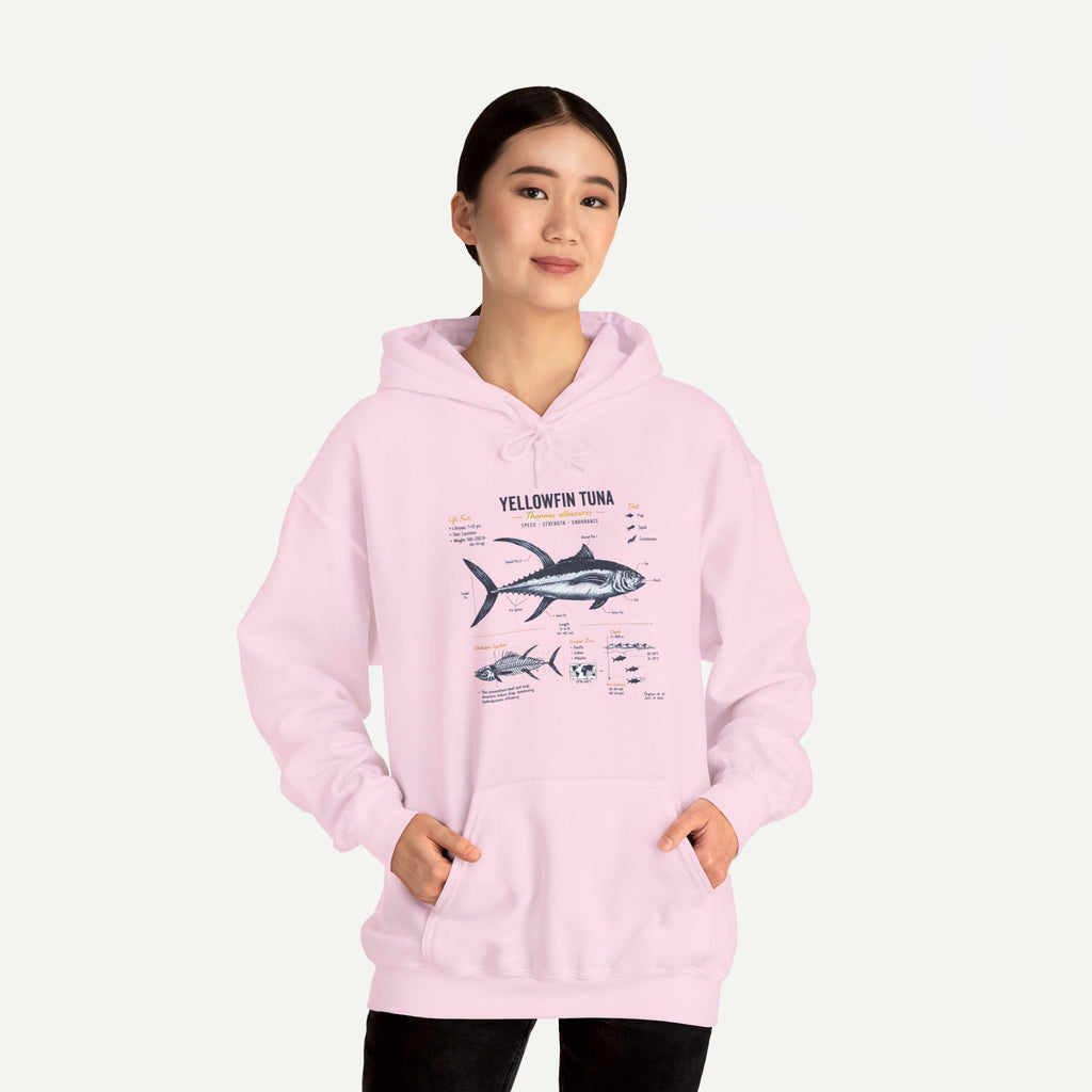 Yellowfin Tuna Anatomy Hoodie — Fishing Diagram Sweatshirt