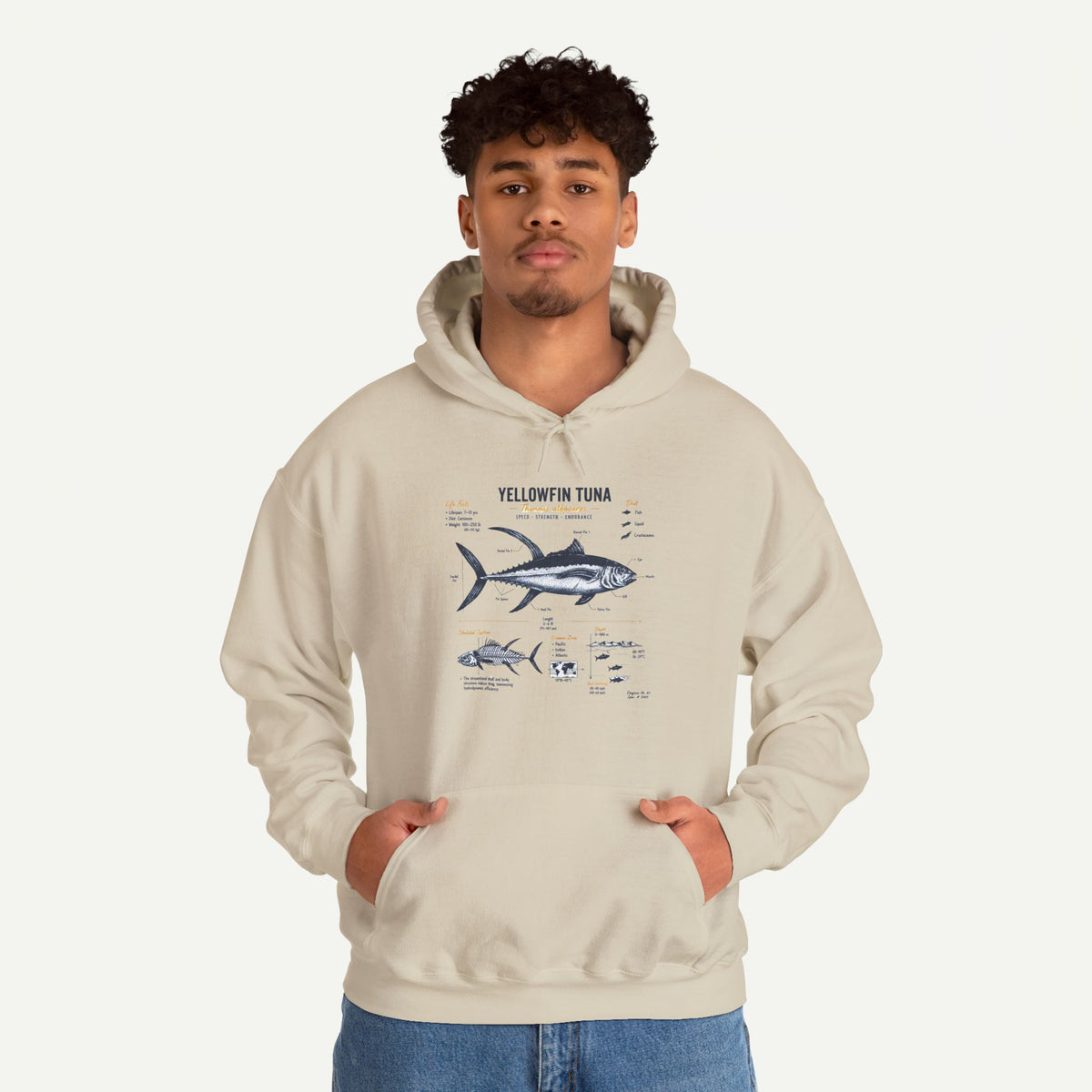 Yellowfin Tuna Anatomy Hoodie — Fishing Diagram Sweatshirt