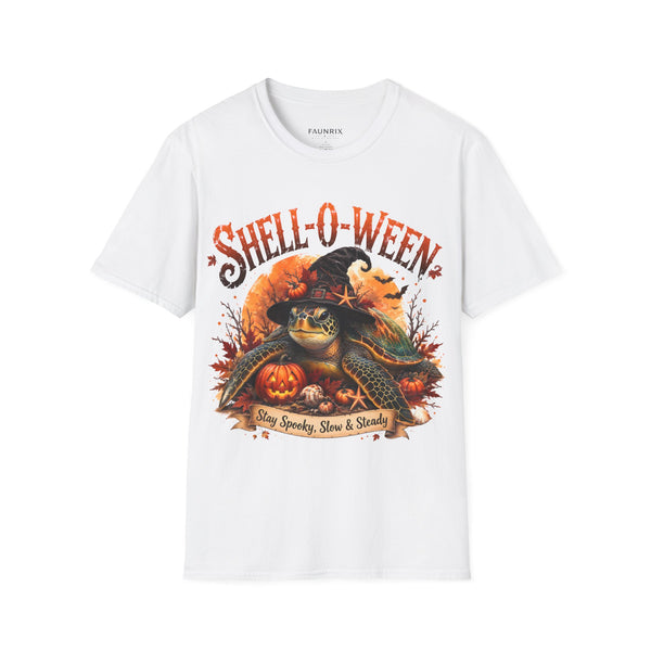 Shell-O-Ween T-Shirt — Spooky Pumpkin Witch Halloween Tee