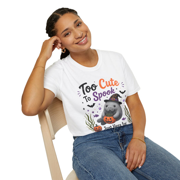 Too Cute to Spook Hippo Halloween T-Shirt — Just Here for Treats Cute Spooky Tee