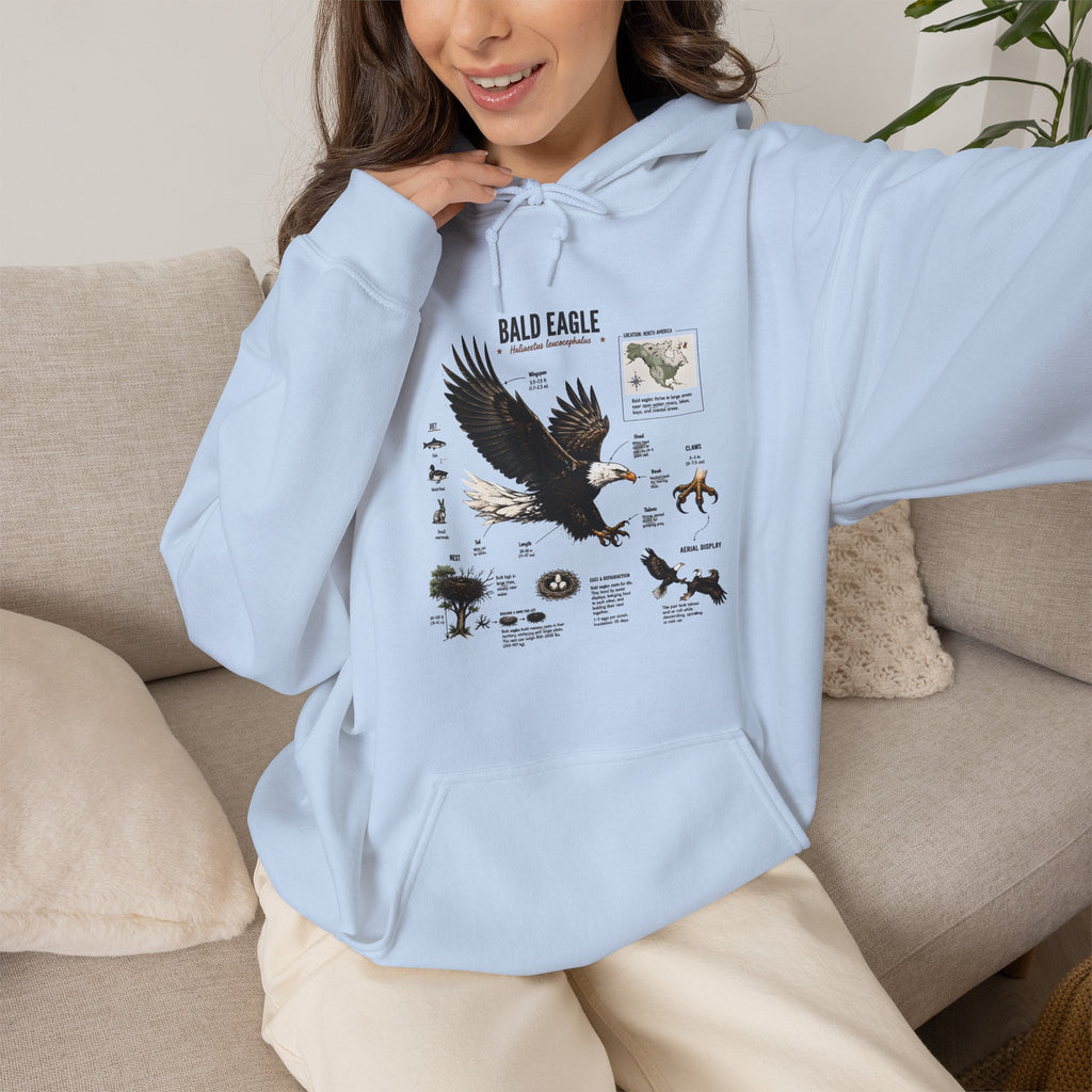 Eagle Graphic Hoodie — Bald Eagle Nature Print Sweatshirt