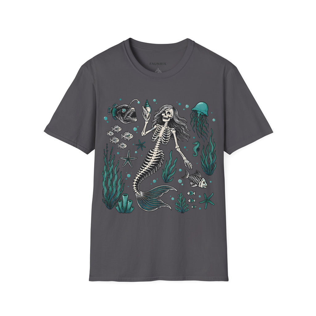 Mermaid Skeleton Tee — Gothic Sea Creature Graphic T-Shirt