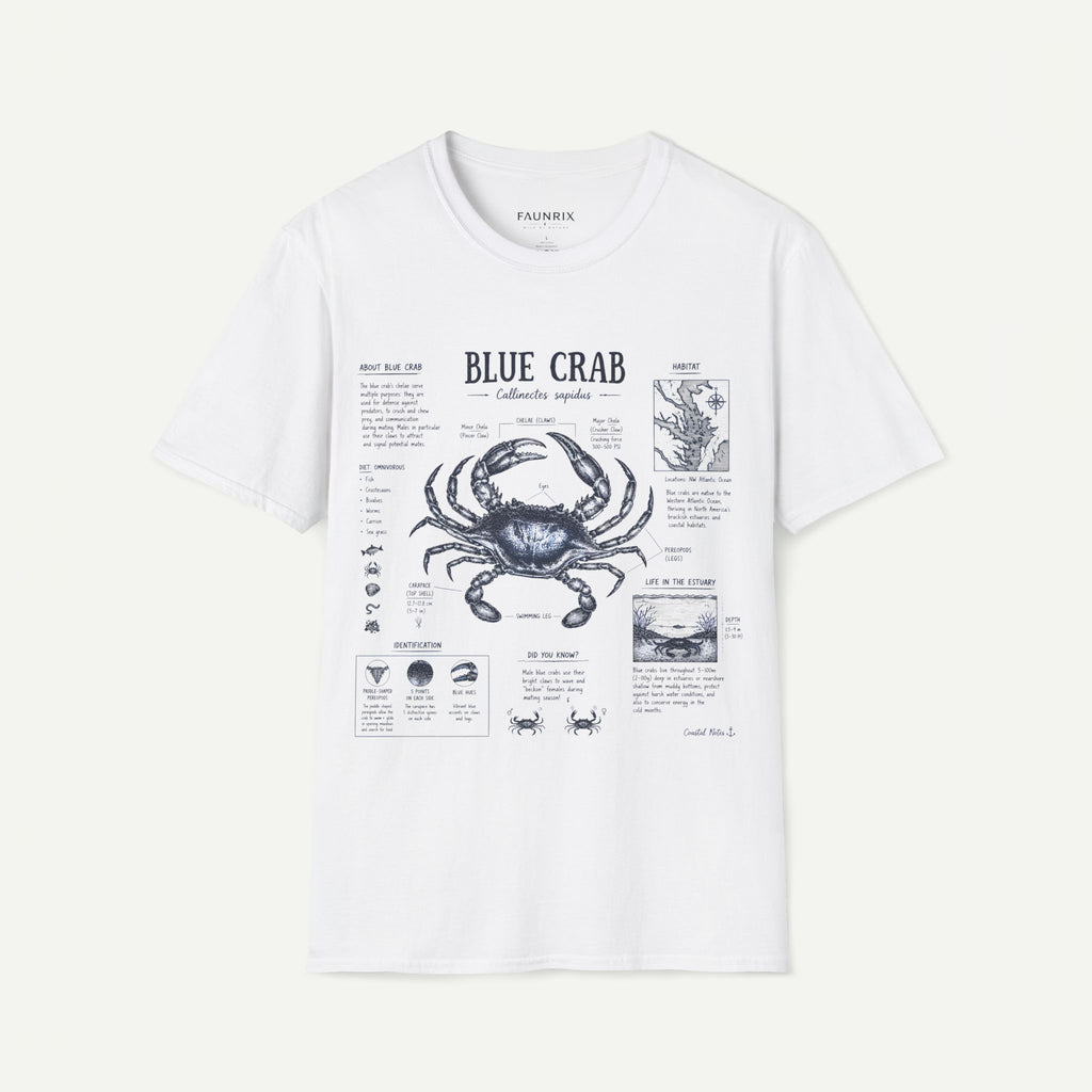 Blue Crab Anatomy T-Shirt — Nautical Vintage Marine Illustration Tee