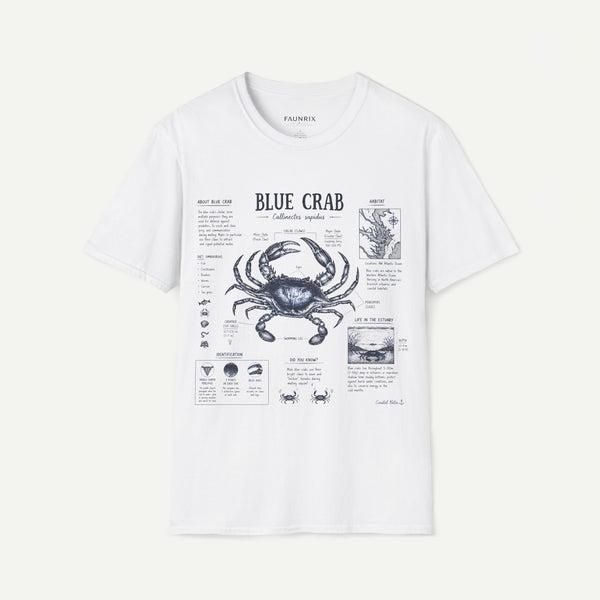 Blue Crab Anatomy T-Shirt — Nautical Vintage Marine Illustration Tee
