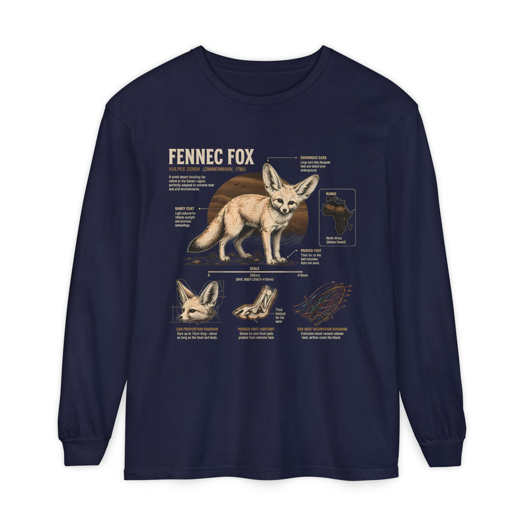 Fennec Fox Anatomy Long Sleeve Tee — Wildlife Anatomy Graphic Shirt