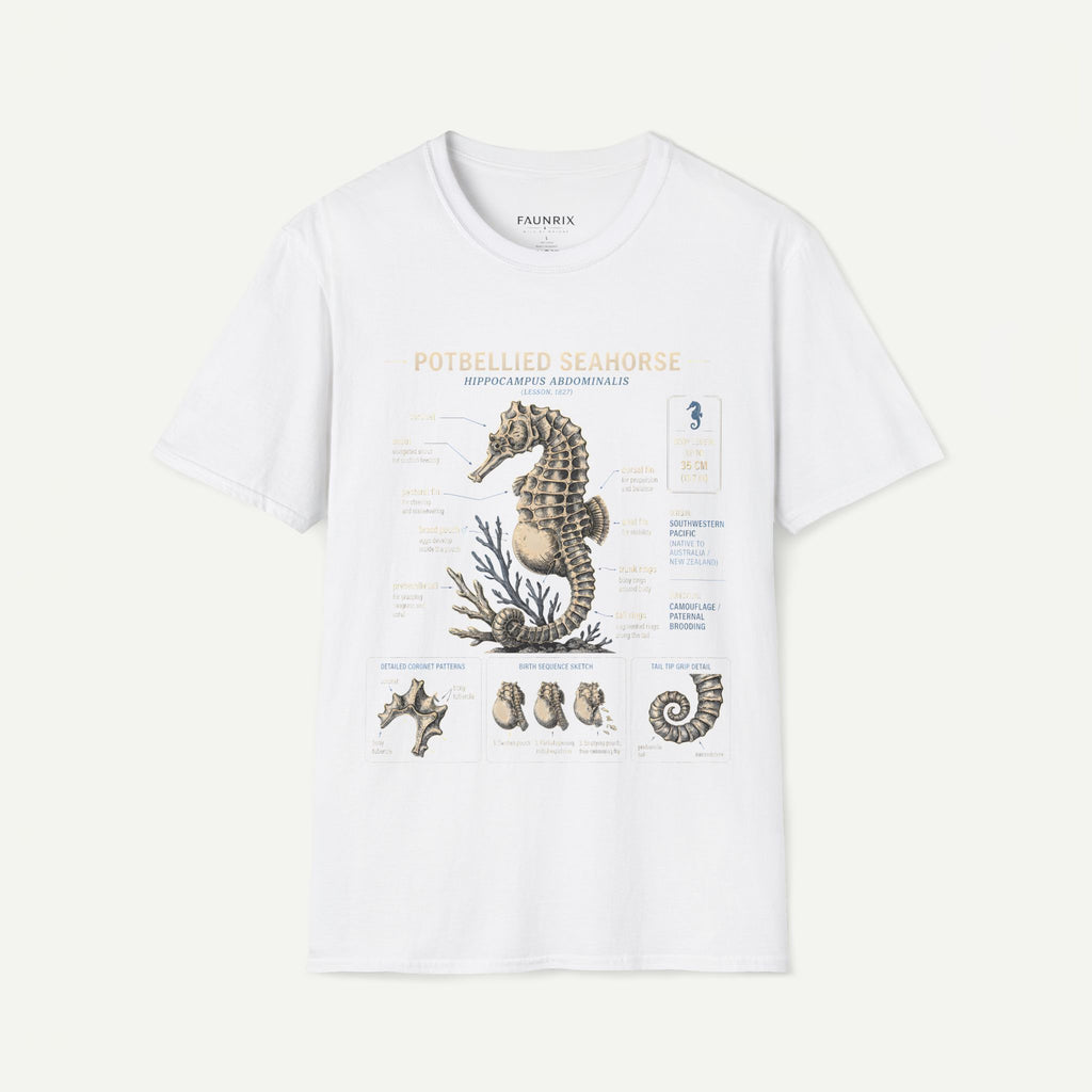 Seahorse Anatomy T-Shirt — Vintage Potbellied Seahorse Illustration