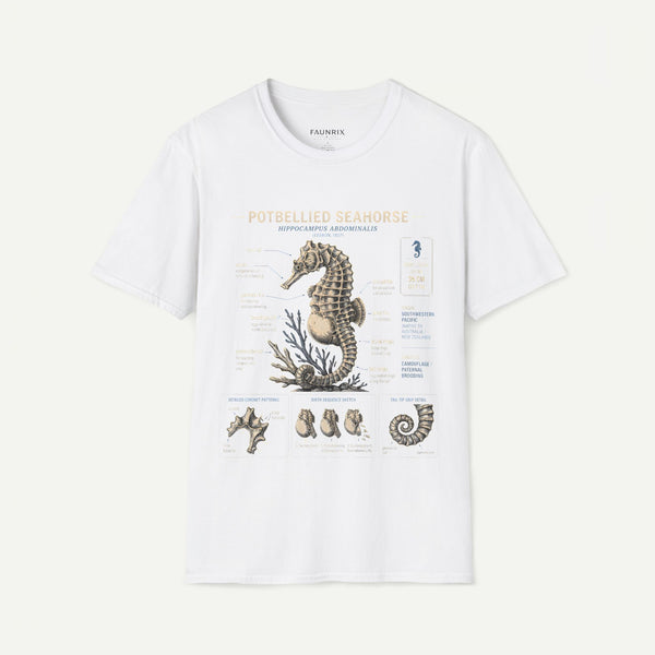 Seahorse Anatomy T-Shirt — Vintage Potbellied Seahorse Illustration